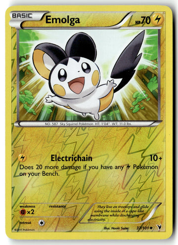 Pokemon Card Emolga LP Noble Victories Reverse Holo Uncommon 37/101
