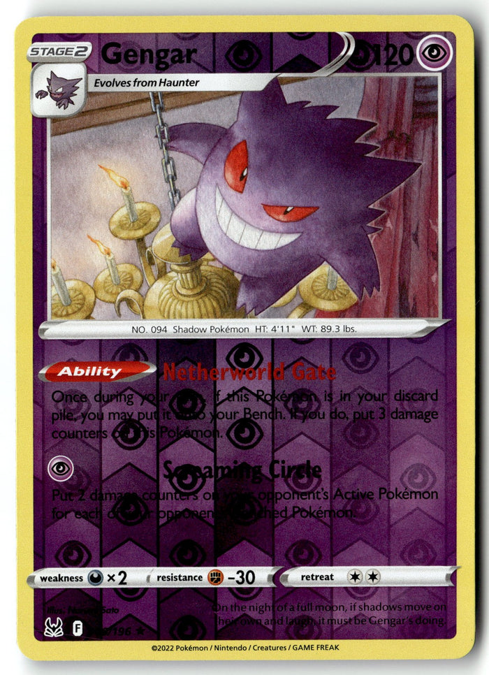 Pokemon Card Gengar LP SWSH11: Lost Origin Reverse Holo Rare 066/196