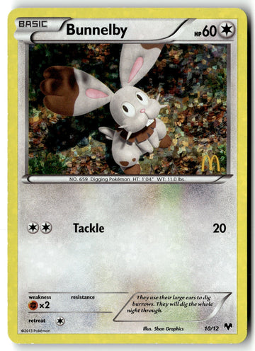 Pokemon Card Bunnelby - 10/12 LP McDonald's Promos 2014 Promo 010/012