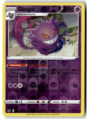 Pokemon Card Gengar LP SWSH01: Sword & Shield Base Set Reverse Holo Rare 085/202