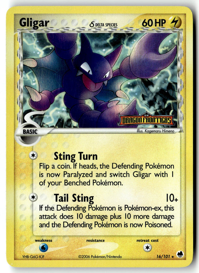 Pokemon Card Gligar (Delta Species) LP Dragon Frontiers Reverse Holo Rare 16/101