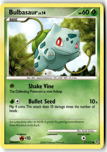 Pokemon Card Bulbasaur LP Secret Wonders Common 77/132