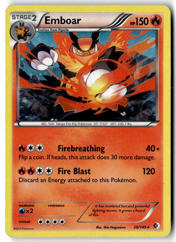 Pokemon Card Emboar - 26/149 (Cosmos Holo) LP Blister Exclusives Promo 026/149