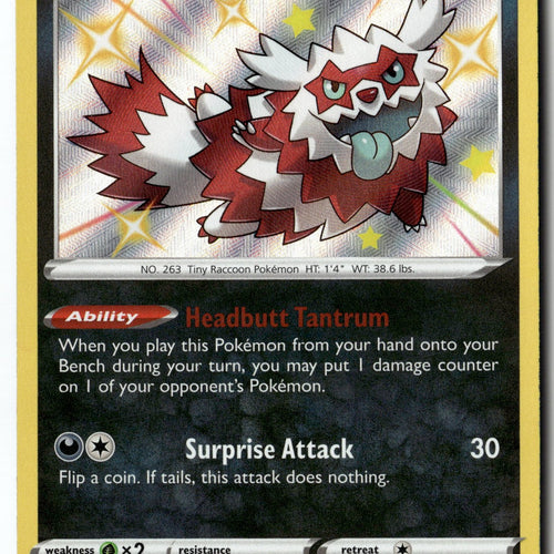 Pokemon Card Galarian Zigzagoon LP Shining Fates: Shiny Holo Rare SV078/SV122