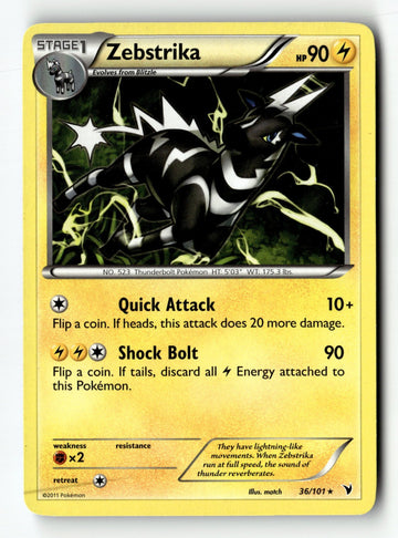 Pokemon Card Zebstrika LP Noble Victories 36/101