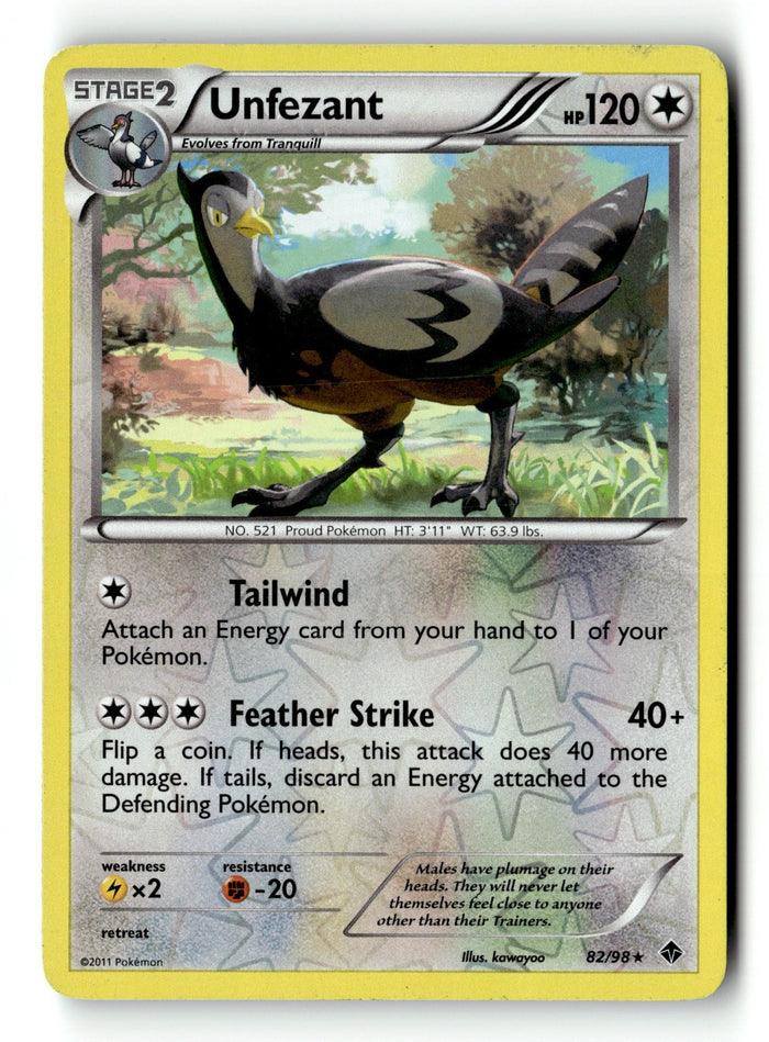 Pokemon Card Unfezant Reverse Holo LP Emerging Powers 82/98