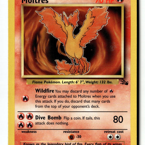 Pokemon Card Moltres (27) Unlimited LP Fossil 27/62