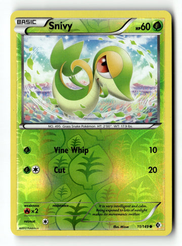 Pokemon Card Snivy Reverse Holo LP Boundaries Crossed 11/149
