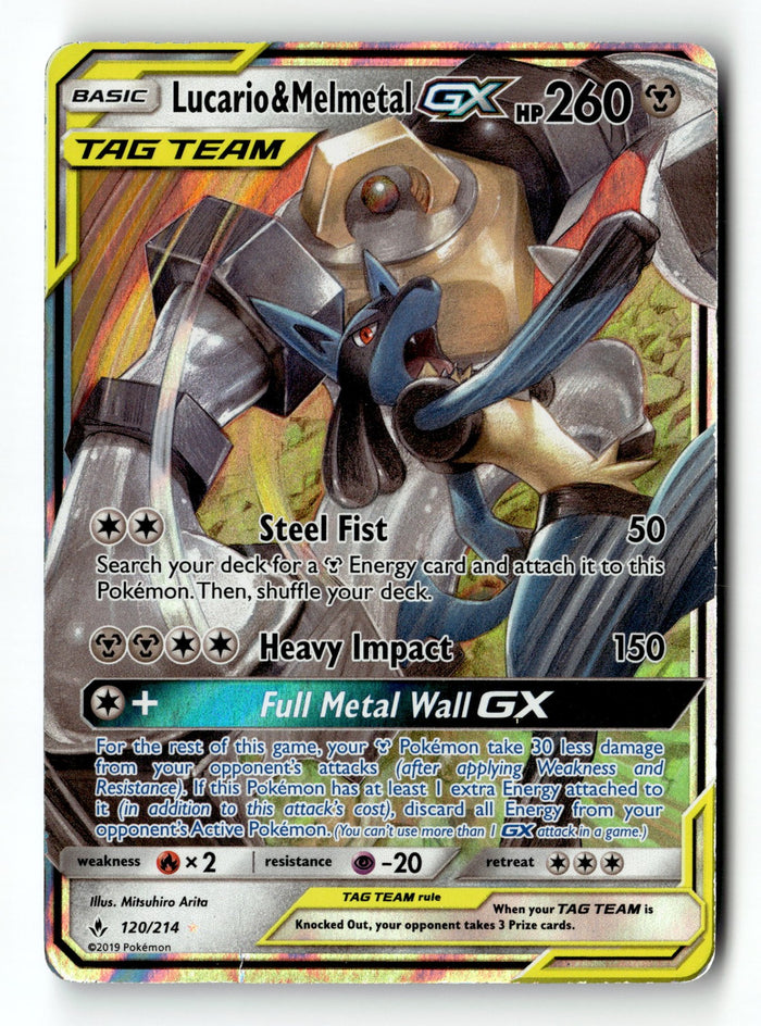 Pokemon Card Lucario & Melmetal GX LP SM - Unbroken Bonds Ultra Rare 120/214