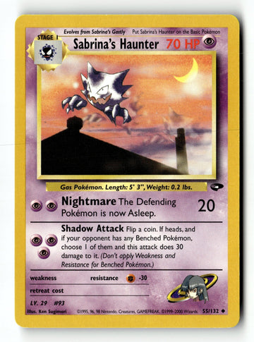 Pokemon Card Sabrina's Haunter Unlimited LP Gym Challenge 055/132