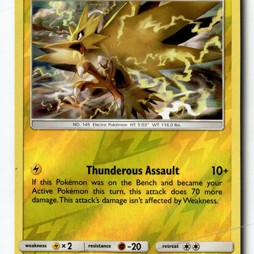 Pokemon Card Zapdos Reverse Holo LP SM - Team Up 40/181