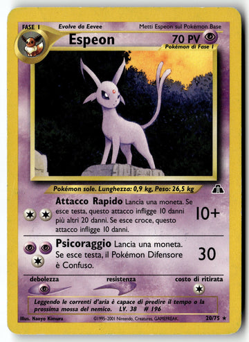 Pokemon Card Espeon (20) LP Neo Discovery Rare 20/75 ITALIAN