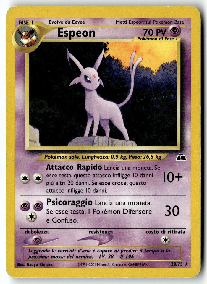 Pokemon Card Espeon (20) LP Neo Discovery Rare 20/75 ITALIAN
