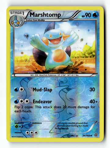 Pokemon Card Marshtomp Reverse Holo LP XY - Primal Clash 34/160