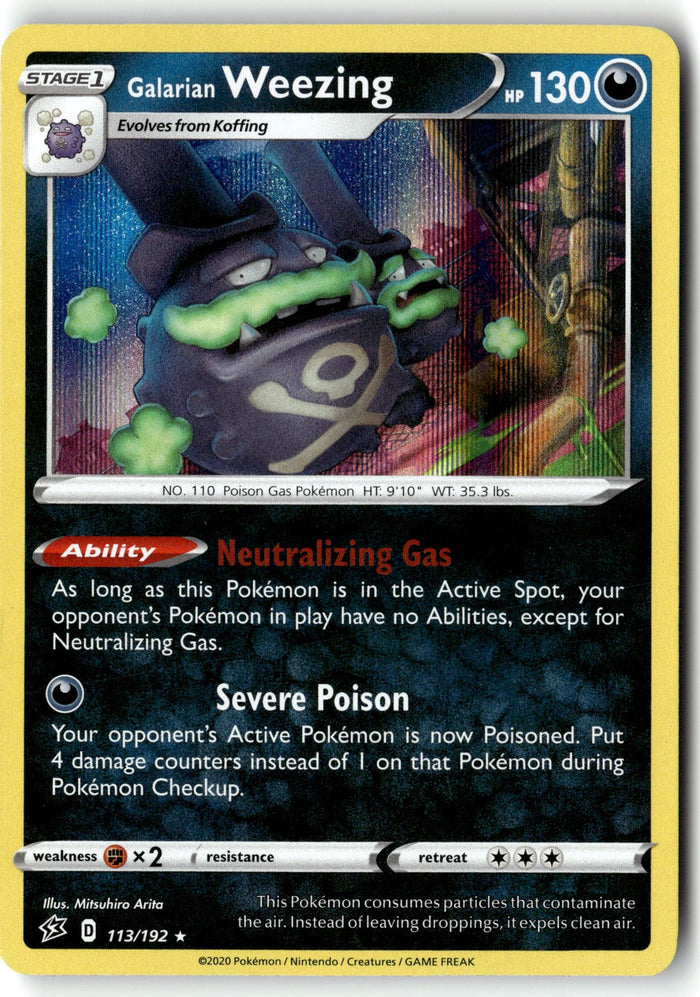 Pokemon Card Galarian Weezing LP Shining Fates Holo Rare 042/072