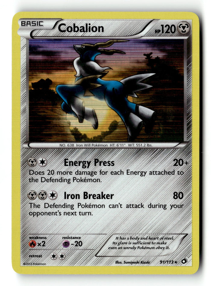 Pokemon Card Cobalion LP Legendary Treasures Holo Rare 91/113