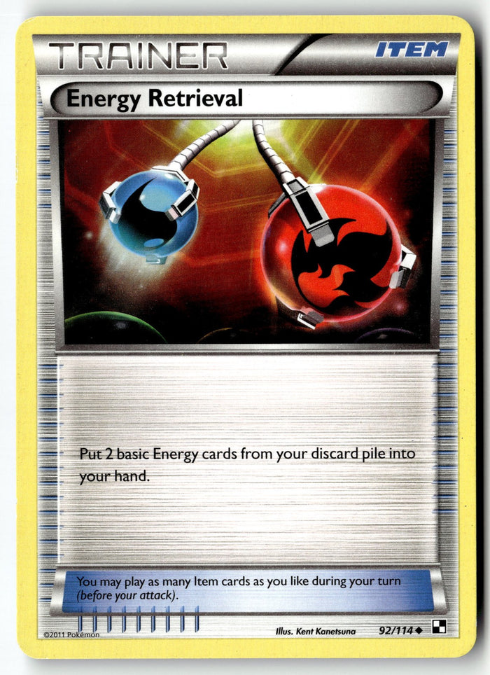 Pokemon Card Energy Retrieval LP Black and White Uncommon 92/114
