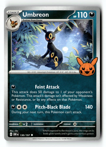 Pokemon Card Umbreon LP Trick or Trade BOOster Bundle 2024 130/197