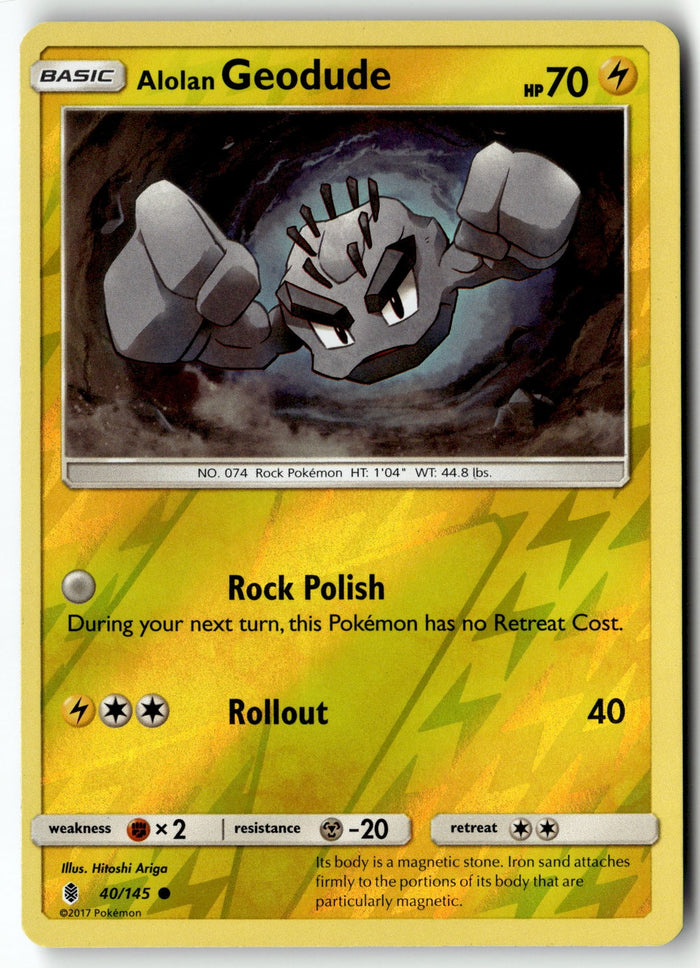 Pokemon Card Alolan Geodude LP SM - Guardians Rising Reverse Holo Common 40/145
