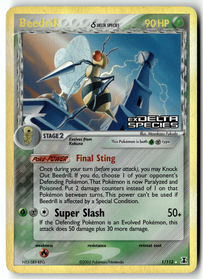 Pokemon Card Beedrill (Delta Species) LP Delta Species Reverse Holo Rare 1/113