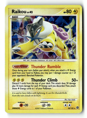 Pokemon Card Raikou - 16/132 Cracked Ice Holo Holo LP 016/132