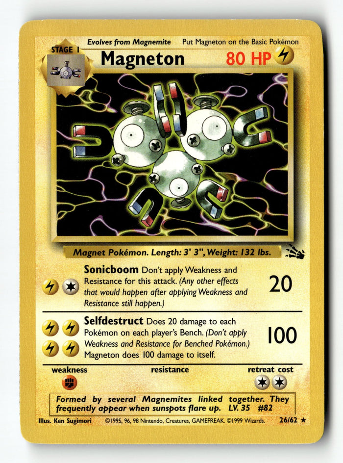 Pokemon Card Magneton (26) Unlimited LP Fossil 26/62