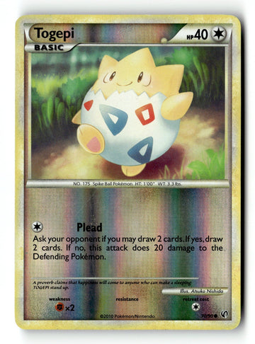 Pokemon Card Togepi Reverse Holo LP Undaunted 70/90