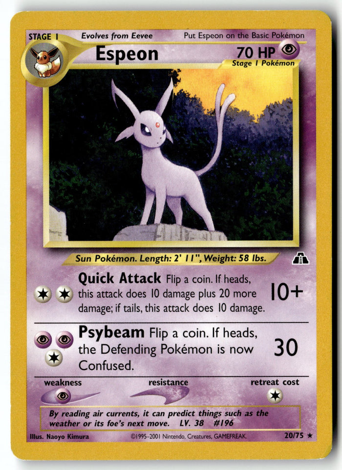 Pokemon Card Espeon (20) LP Neo Discovery Rare 20/75