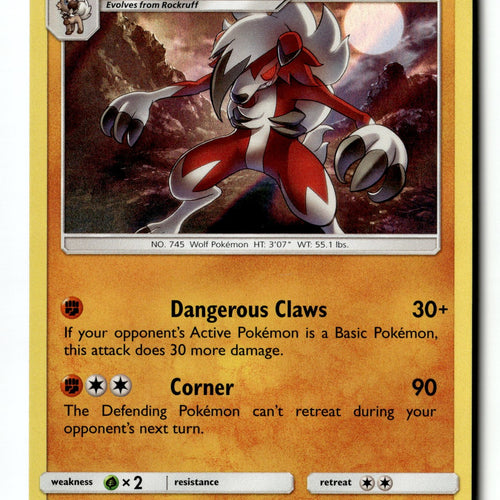 Pokemon Card Lycanroc (75) LP SM - Burning Shadows Holo Rare 75/147