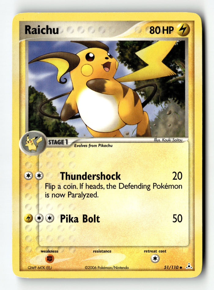 Pokemon Card Raichu Normal LP Holon Phantoms Uncommon 51/110
