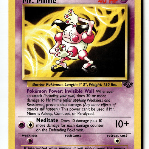 Pokemon Card Mr. Mime (22) Unlimited LP Jungle 22/64