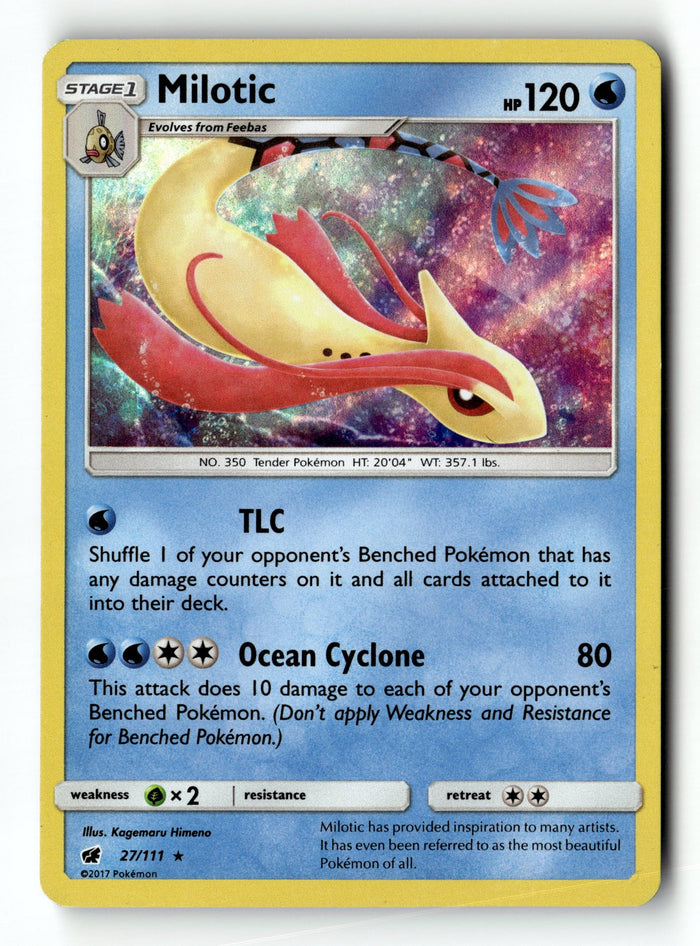 Pokemon Card Milotic Holo LP SM - Crimson Invasion 27/111