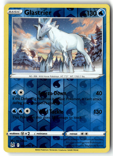 Pokemon Card Glastrier LP SWSH11: Lost Origin Reverse Holo Rare 051/196
