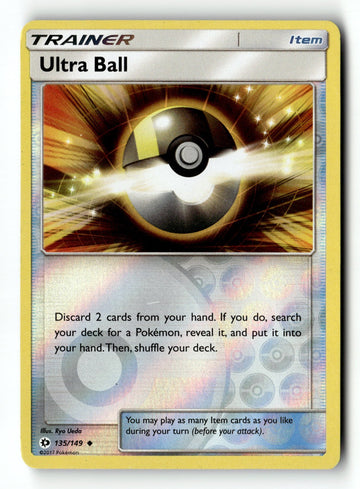 Pokemon Card Ultra Ball Reverse Holo LP SM Base Set 135/149