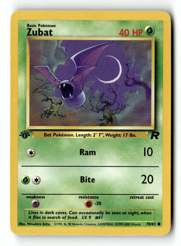 Pokemon Card Zubat 1st Edition LP Team Rocket 70/82
