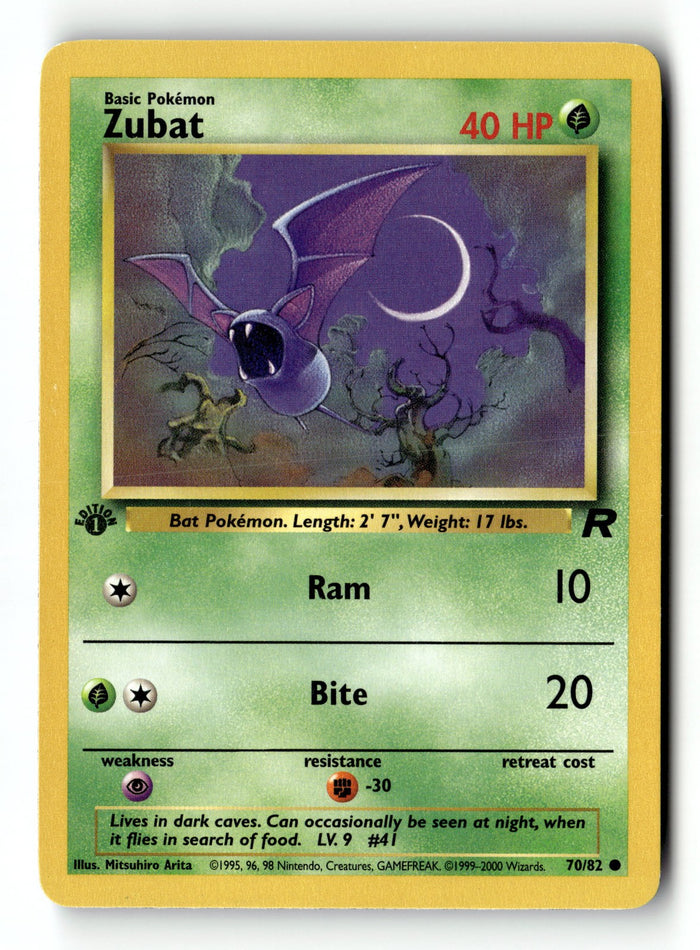 Pokemon Card Zubat 1st Edition LP Team Rocket 70/82