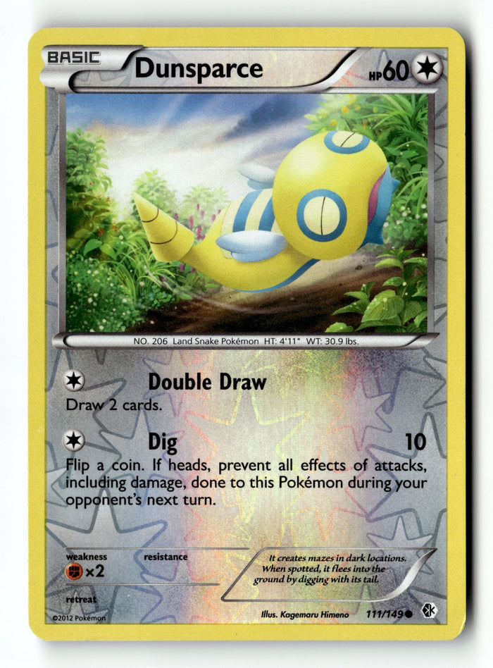 Pokemon Card Dunsparce LP Boundaries Crossed Reverse Holo Common 111/149