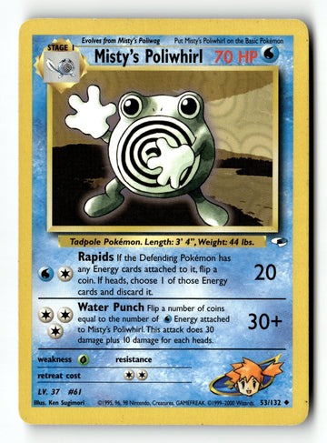 Pokemon Card Misty's Poliwhirl Unlimited LP Gym Heroes 053/132
