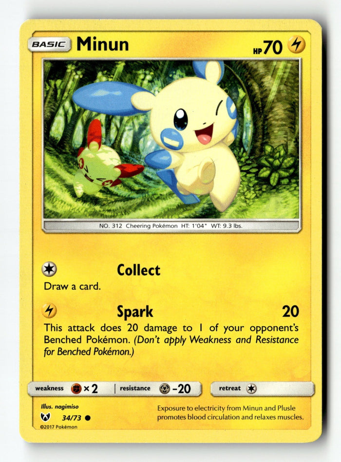 Pokemon Card Minun LP Shining Legends 34/73