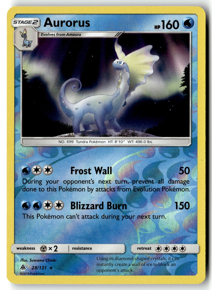 Pokemon Card Aurorus LP SM - Forbidden Light Holo Rare 28/131