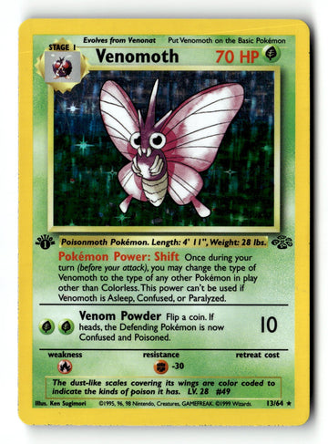 Pokemon Card Venomoth (13) 1st Edition Holo LP Jungle 13/64