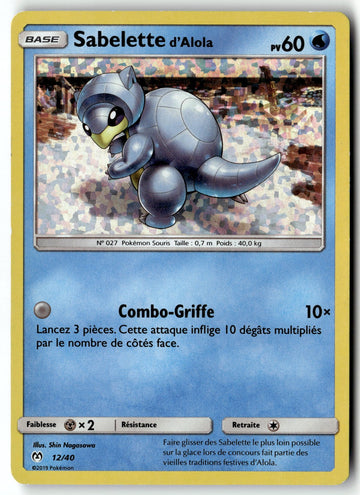 Pokemon Card Alolan Sandshrew - McDonald's Holo Promo French 12/40