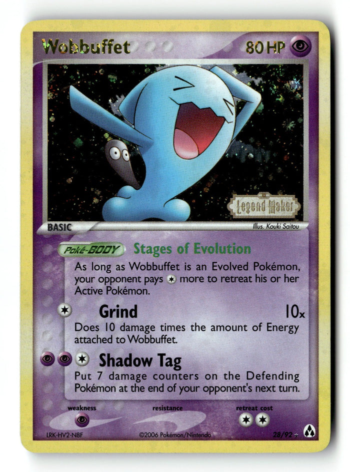 Pokemon Card Wobbuffet Reverse Holo LP Legend Maker 28/92
