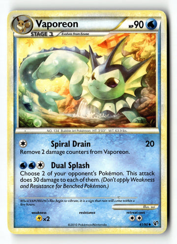 Pokemon Card Vaporeon LP Undaunted 41/90