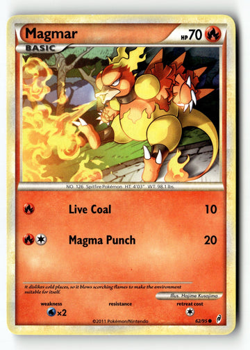 Pokemon Card Magmar Normal LP Call of Legends 62/95