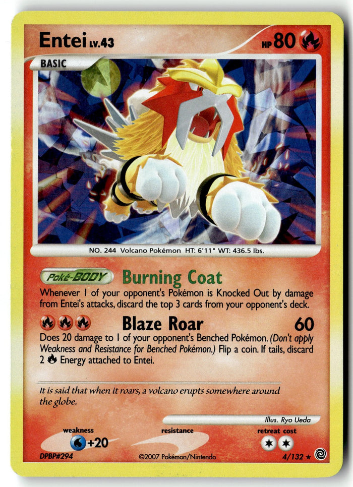 Pokemon Card Entei - 4/132 (Cracked Ice Holo) LP Promo 004/132
