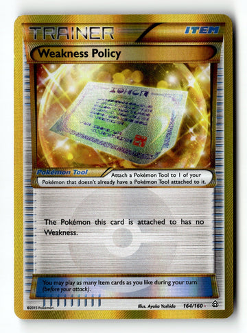 Pokemon Card Weakness Policy (164 Secret Rare) Holo LP XY - Primal Clash 164/160