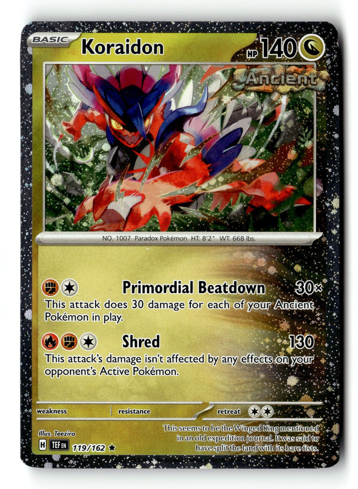 Pokemon Card Koraidon - Cosmo Holo LP Temporal Forces Rare 119/162