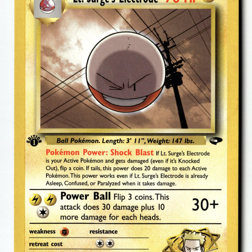 Pokemon Card Lt. Surge's Electrode LP Gym Challenge 1st Edition Uncommon 52/132