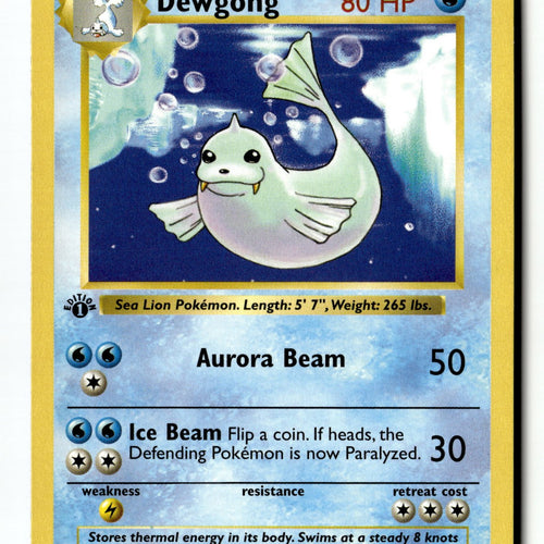Pokemon Card Dewgong LP Base Set (Shadowless) 1st Edition Uncommon 025/102